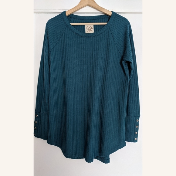 Chaser | Teal waffle-knit top - Picture 3 of 8